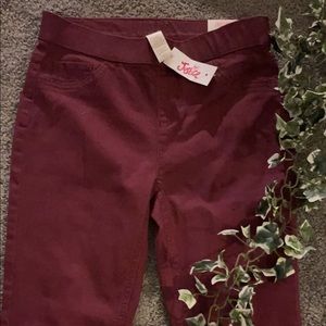 cute burgundy mid rise justice jeans NWT kids 14